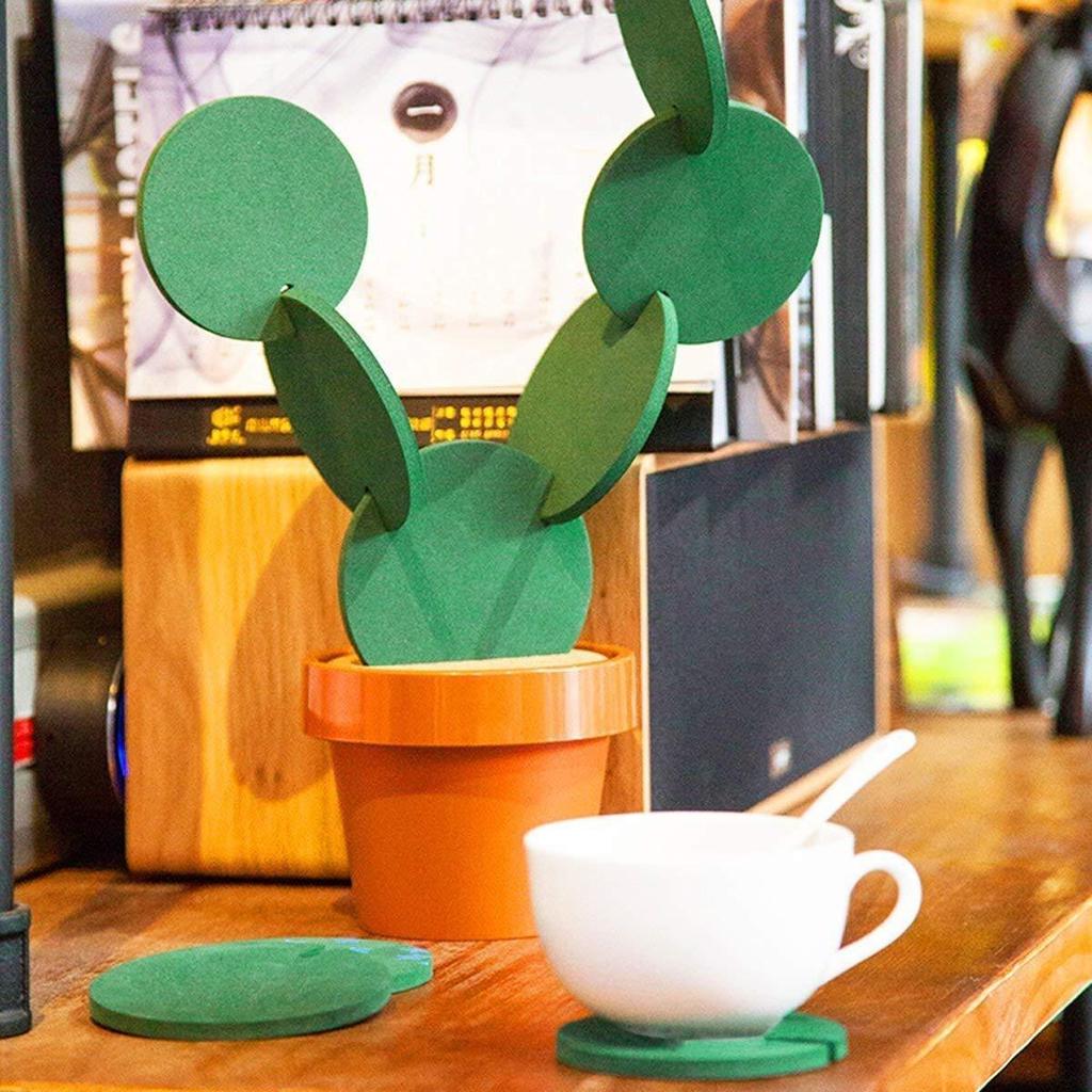 Creative Mountable Cactus Coaster Set with Stand by HitMyNeed
