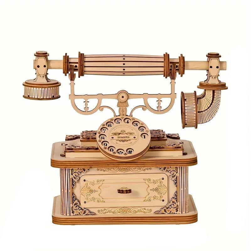 Creative Retro Telephone 3D Wooden Puzzle for Adults by HitMyNeed