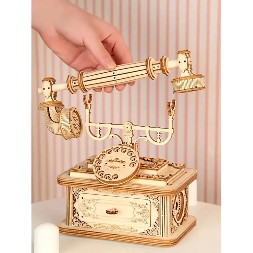 Creative Retro Telephone 3D Wooden Puzzle for Adults by HitMyNeed