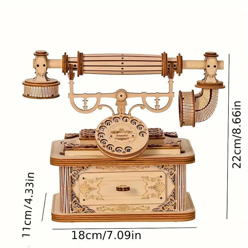 Creative Retro Telephone 3D Wooden Puzzle for Adults by HitMyNeed