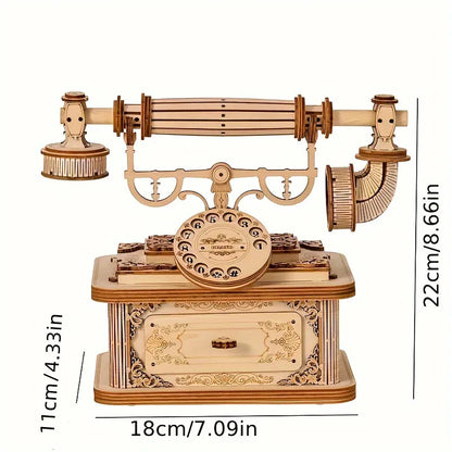 Creative Retro Telephone 3D Wooden Puzzle for Adults by HitMyNeed