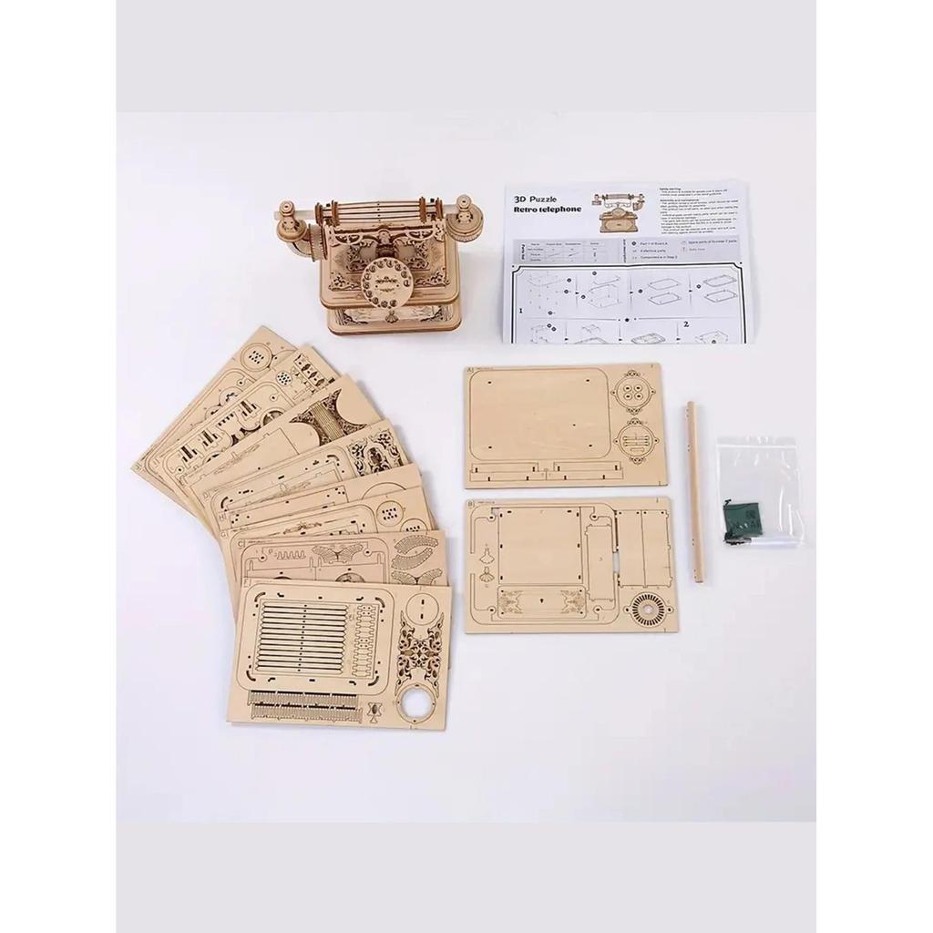 Creative Retro Telephone 3D Wooden Puzzle for Adults by HitMyNeed