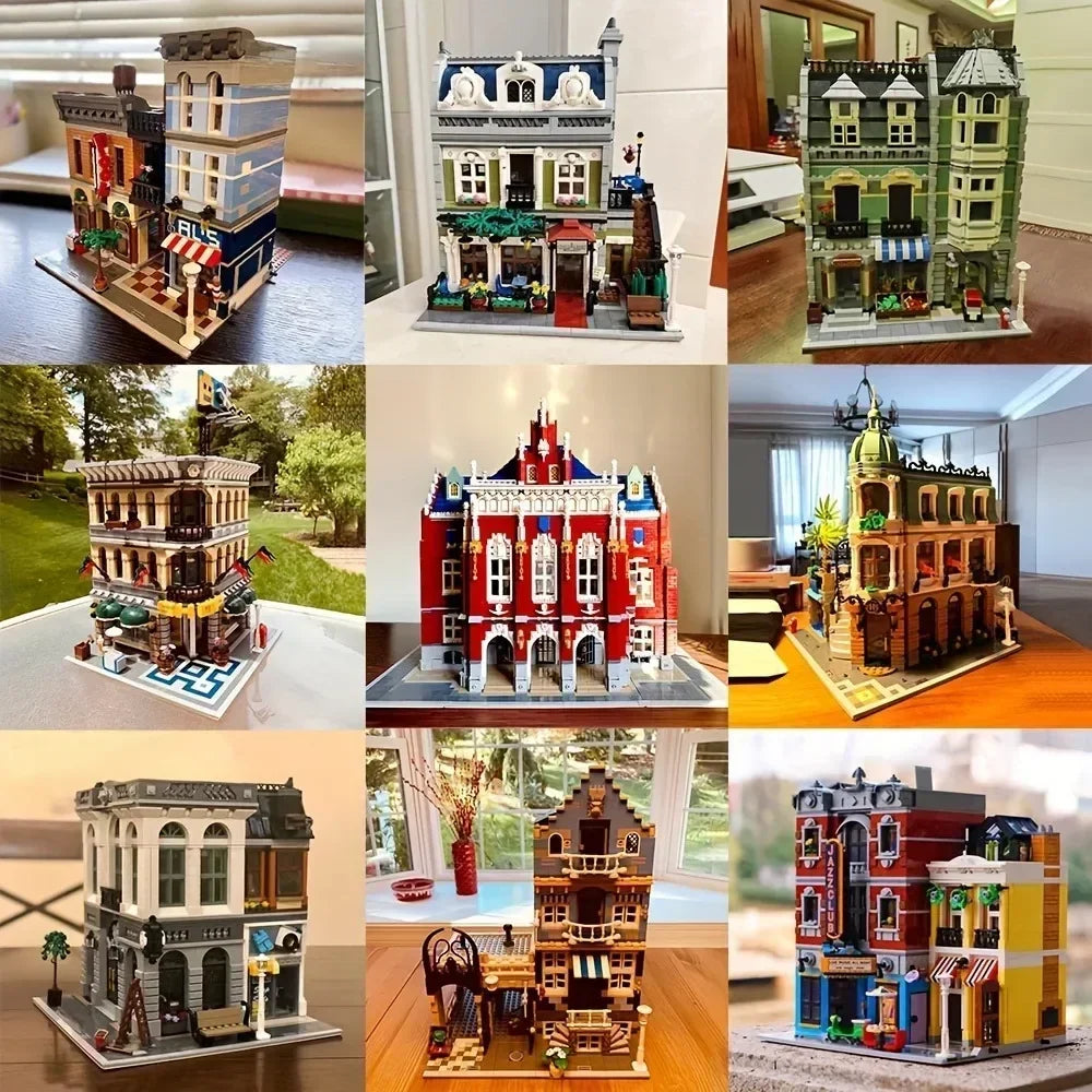 Creator Street Brick Bank & Corner Cafe Building Set by HitMyNeed