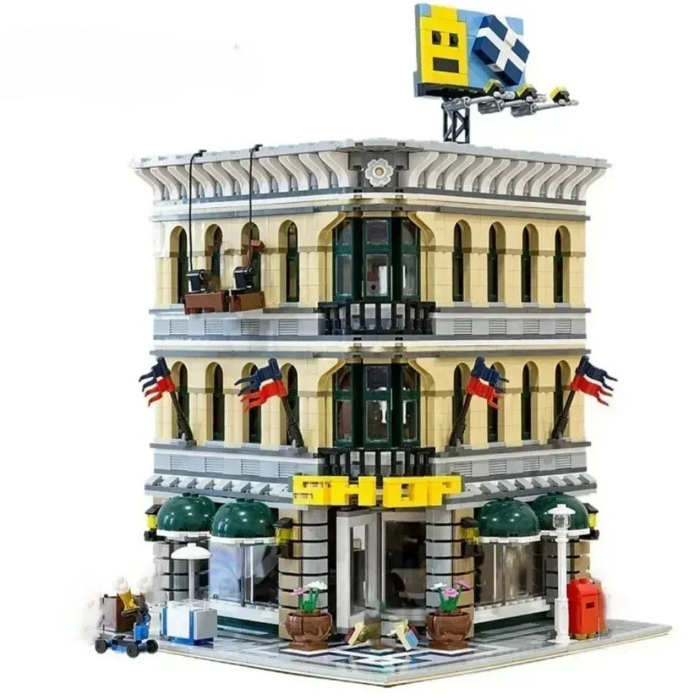 Creator Street Brick Bank & Corner Cafe Building Set by HitMyNeed
