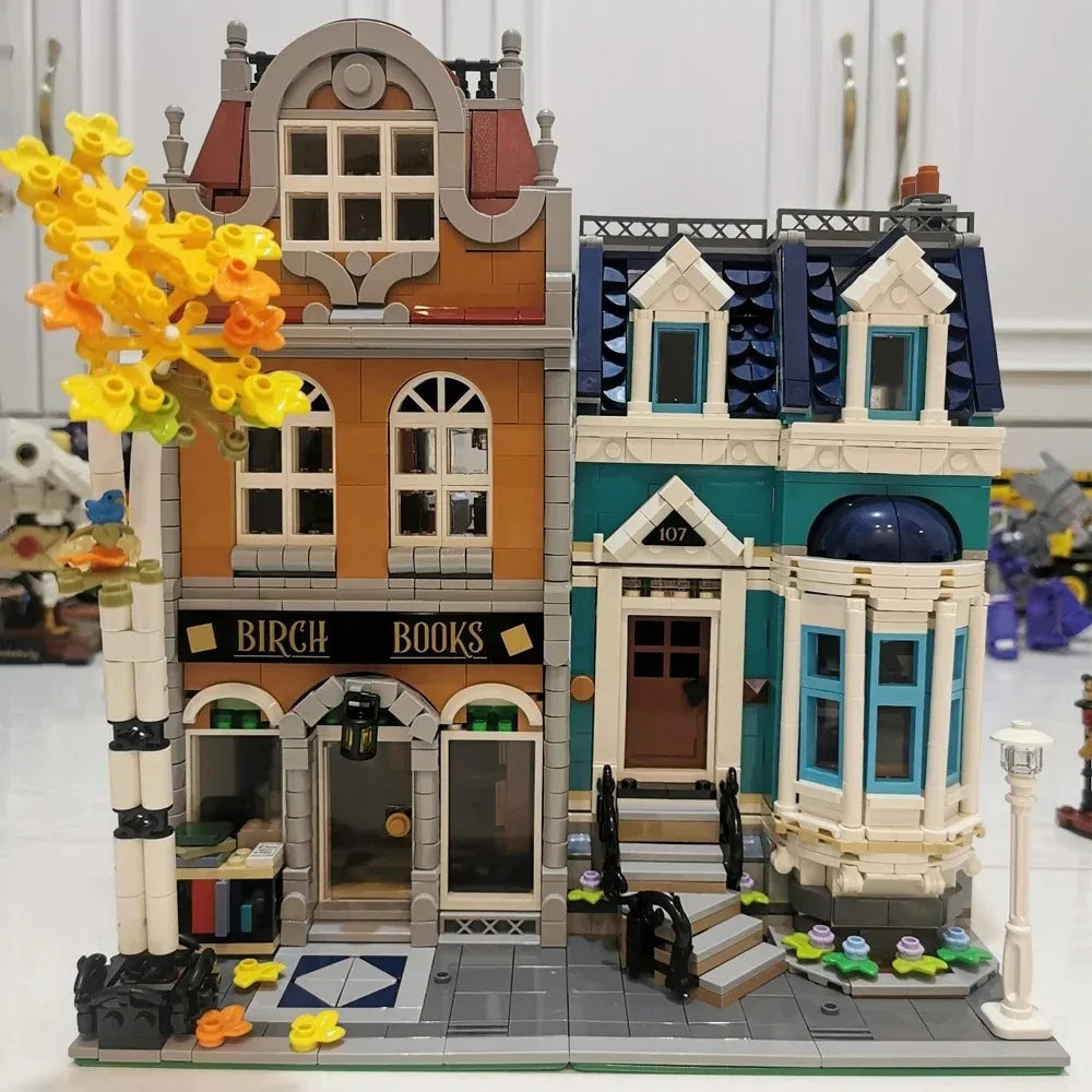 Creator Street Brick Bank & Corner Cafe Building Set bookshop by HitMyNeed