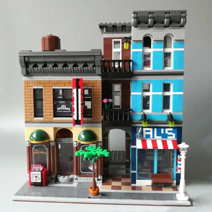 Creator Street Brick Bank & Corner Cafe Building Set detective-office by HitMyNeed