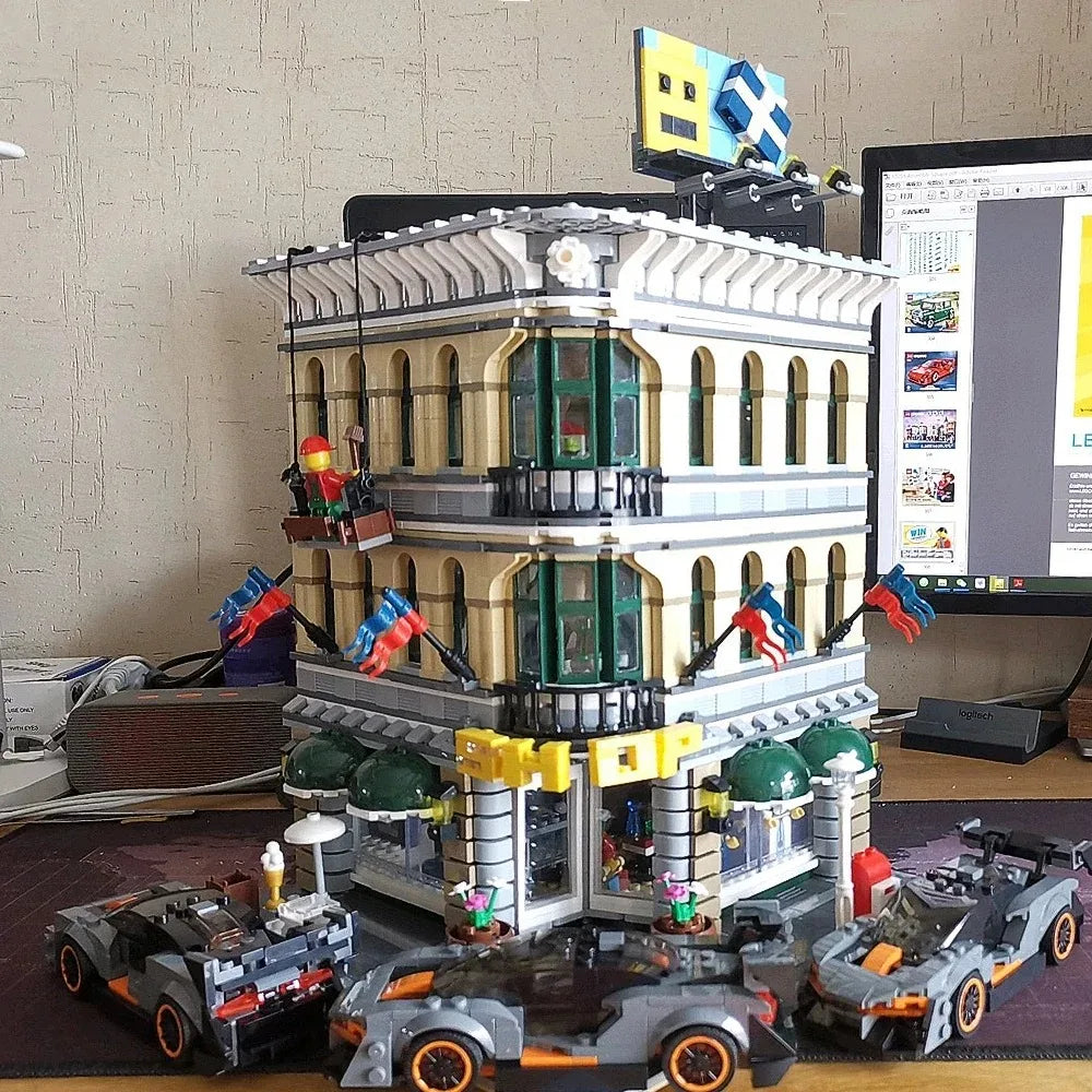 Creator Street Brick Bank & Corner Cafe Building Set grand-emporium by HitMyNeed