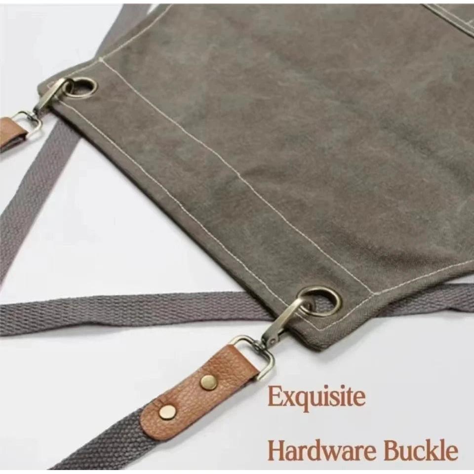 Cross-Back Canvas Work Apron with 3 Pockets by HitMyNeed