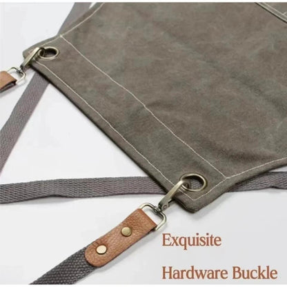 Cross-Back Canvas Work Apron with 3 Pockets by HitMyNeed