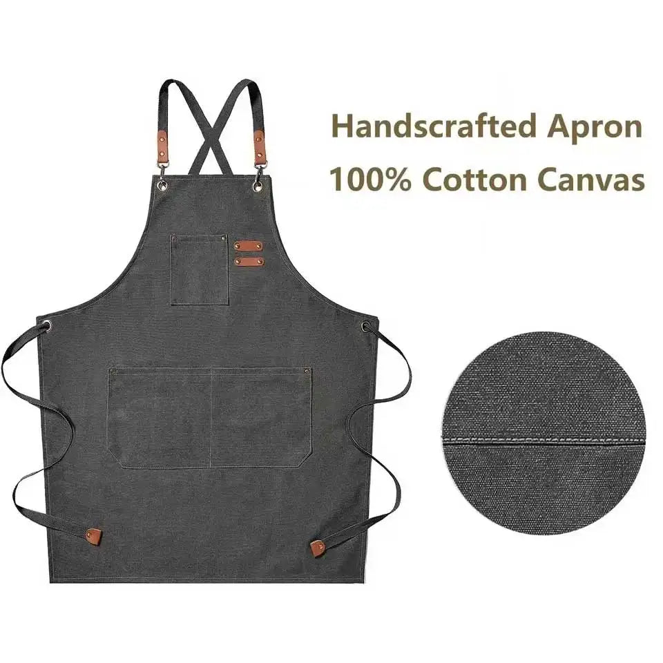 Cross-Back Canvas Work Apron with 3 Pockets by HitMyNeed