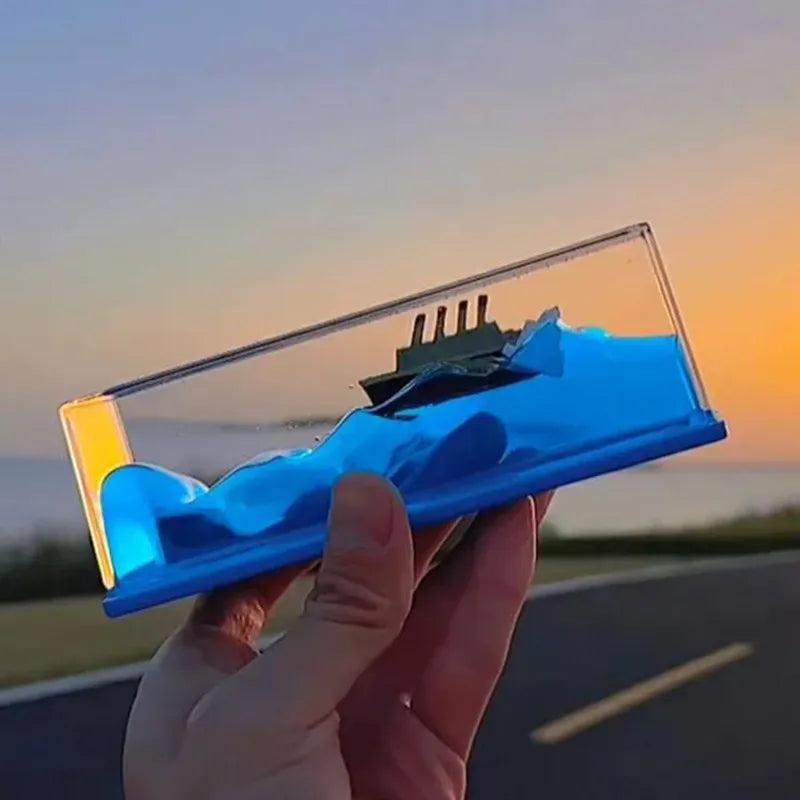 Cruise Ship Liquid Hourglass Drift Bottle Decor by HitMyNeed