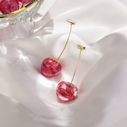 Crystal Cherry Dangle Earrings for Women (1 Pair) by HitMyNeed