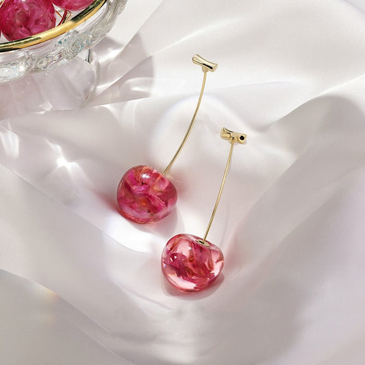 Crystal Cherry Dangle Earrings for Women (1 Pair) by HitMyNeed