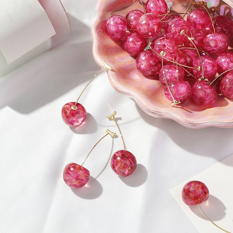 Crystal Cherry Dangle Earrings for Women (1 Pair) by HitMyNeed