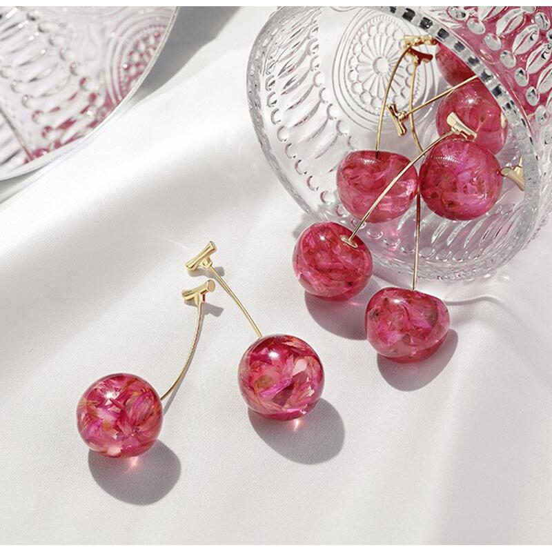 Crystal Cherry Dangle Earrings for Women (1 Pair) by HitMyNeed