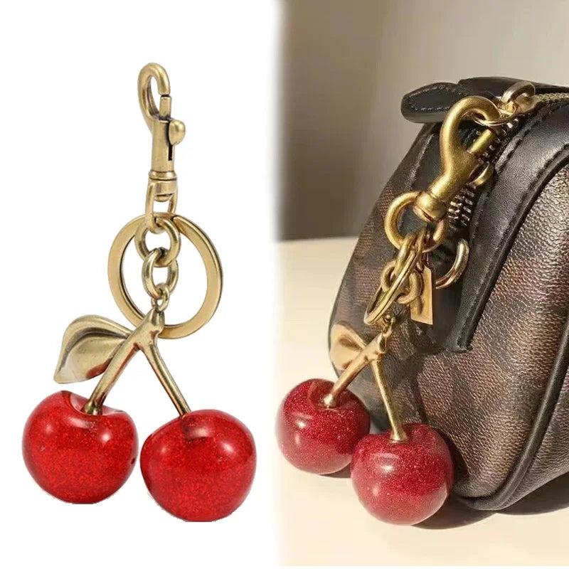 Crystal Cherry Handbag & Car Pendant Keychain by HitMyNeed
