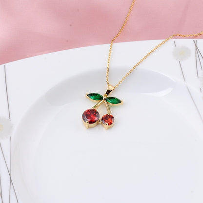 Crystal Cherry Pendant Necklace, 50cm Chain by HitMyNeed