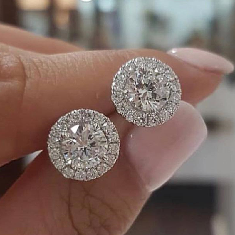 Crystal Cubic Zirconia Stud Earrings for Women by HitMyNeed