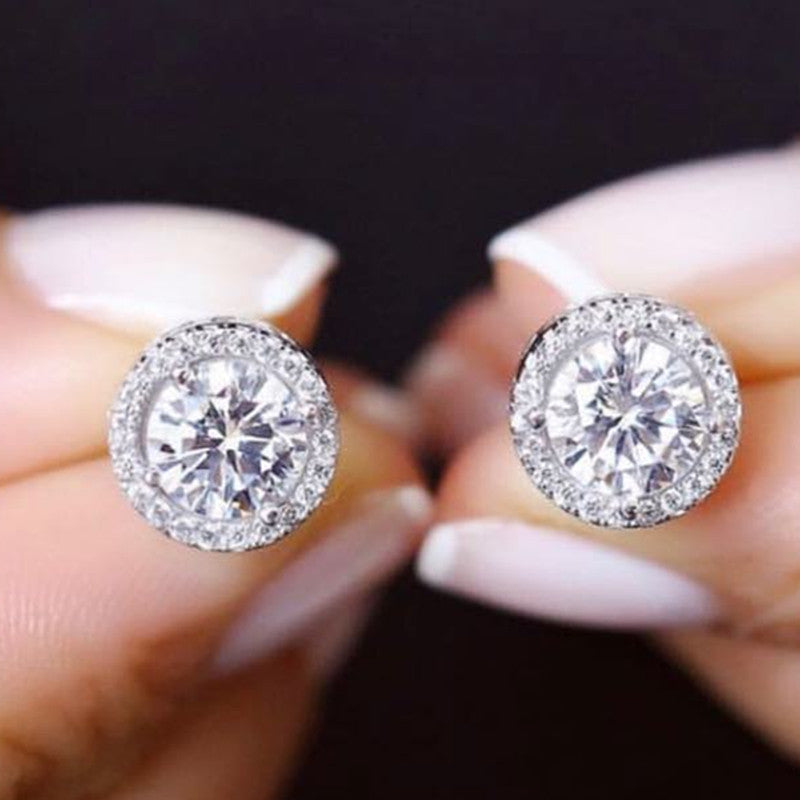 Crystal Cubic Zirconia Stud Earrings for Women by HitMyNeed