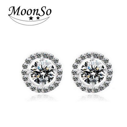Crystal Cubic Zirconia Stud Earrings for Women by HitMyNeed
