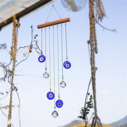 Crystal Evil Eye Wind Chime with Hanging Charms by HitMyNeed