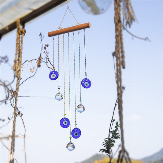 Crystal Evil Eye Wind Chime with Hanging Charms by HitMyNeed