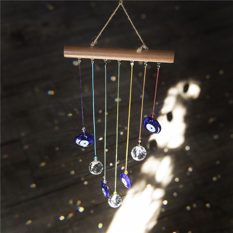 Crystal Evil Eye Wind Chime with Hanging Charms by HitMyNeed