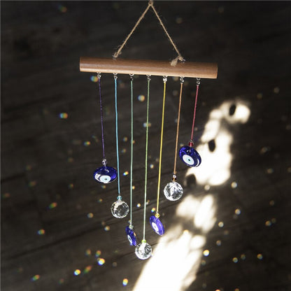 Crystal Evil Eye Wind Chime with Hanging Charms by HitMyNeed