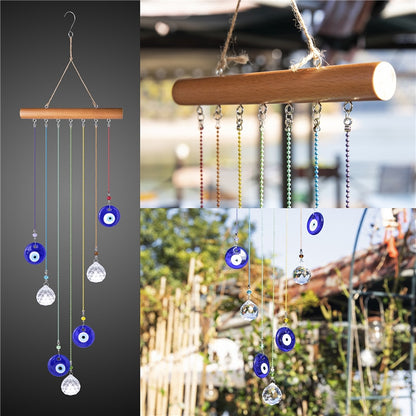 Crystal Evil Eye Wind Chime with Hanging Charms by HitMyNeed