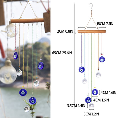 Crystal Evil Eye Wind Chime with Hanging Charms by HitMyNeed