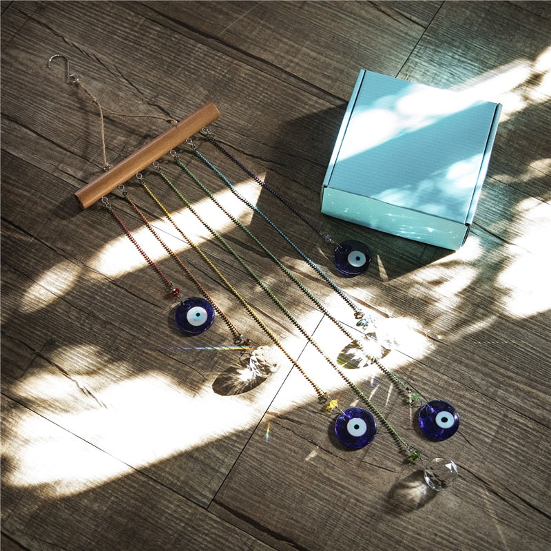 Crystal Evil Eye Wind Chime with Hanging Charms by HitMyNeed