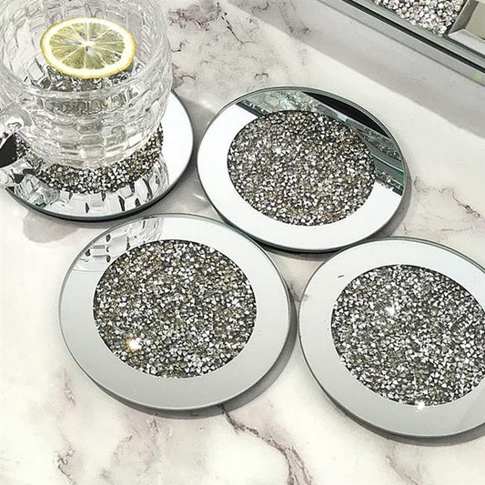 Crystal Glass Mirrored Coasters Set of 4 by HitMyNeed