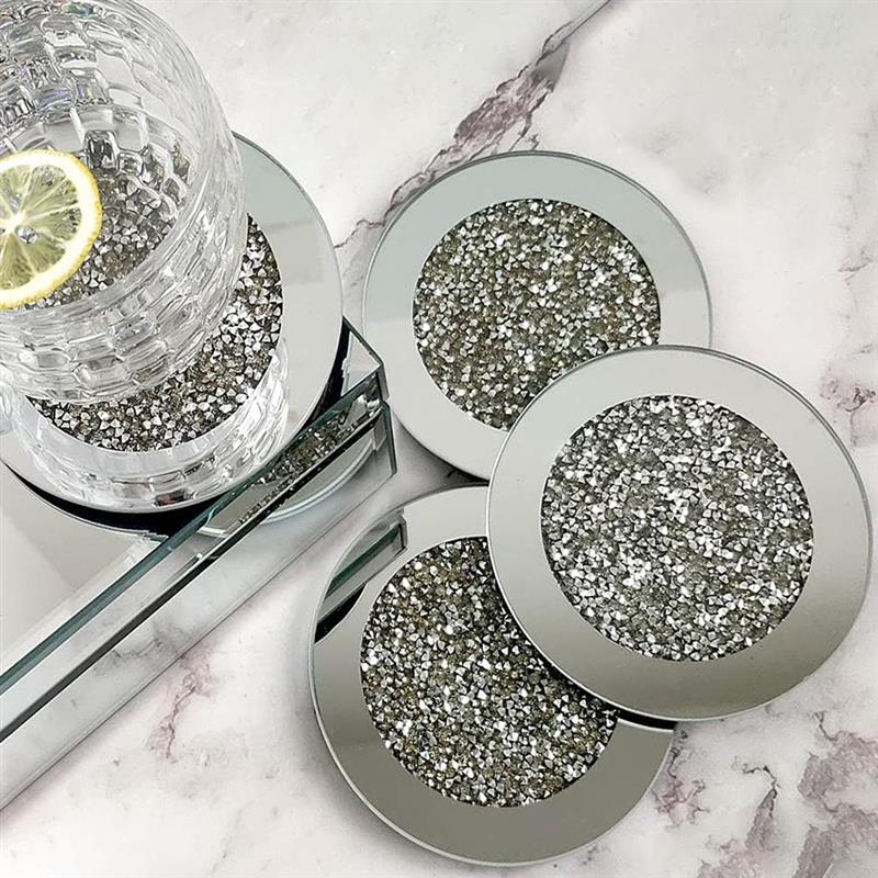 Crystal Glass Mirrored Coasters Set of 4 by HitMyNeed