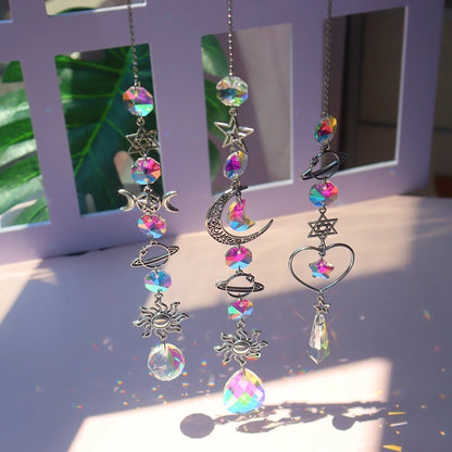 Crystal Moon Sun Catcher Wind Chime Rainbow Decor by HitMyNeed