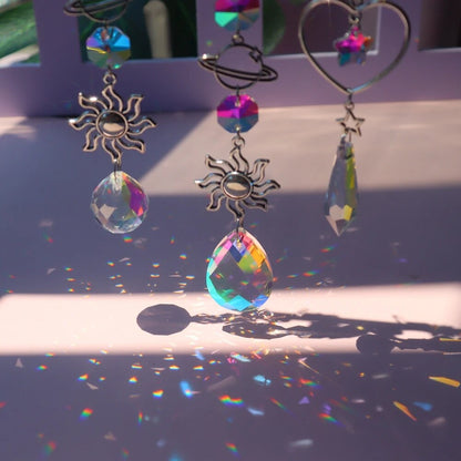 Crystal Moon Sun Catcher Wind Chime Rainbow Decor by HitMyNeed