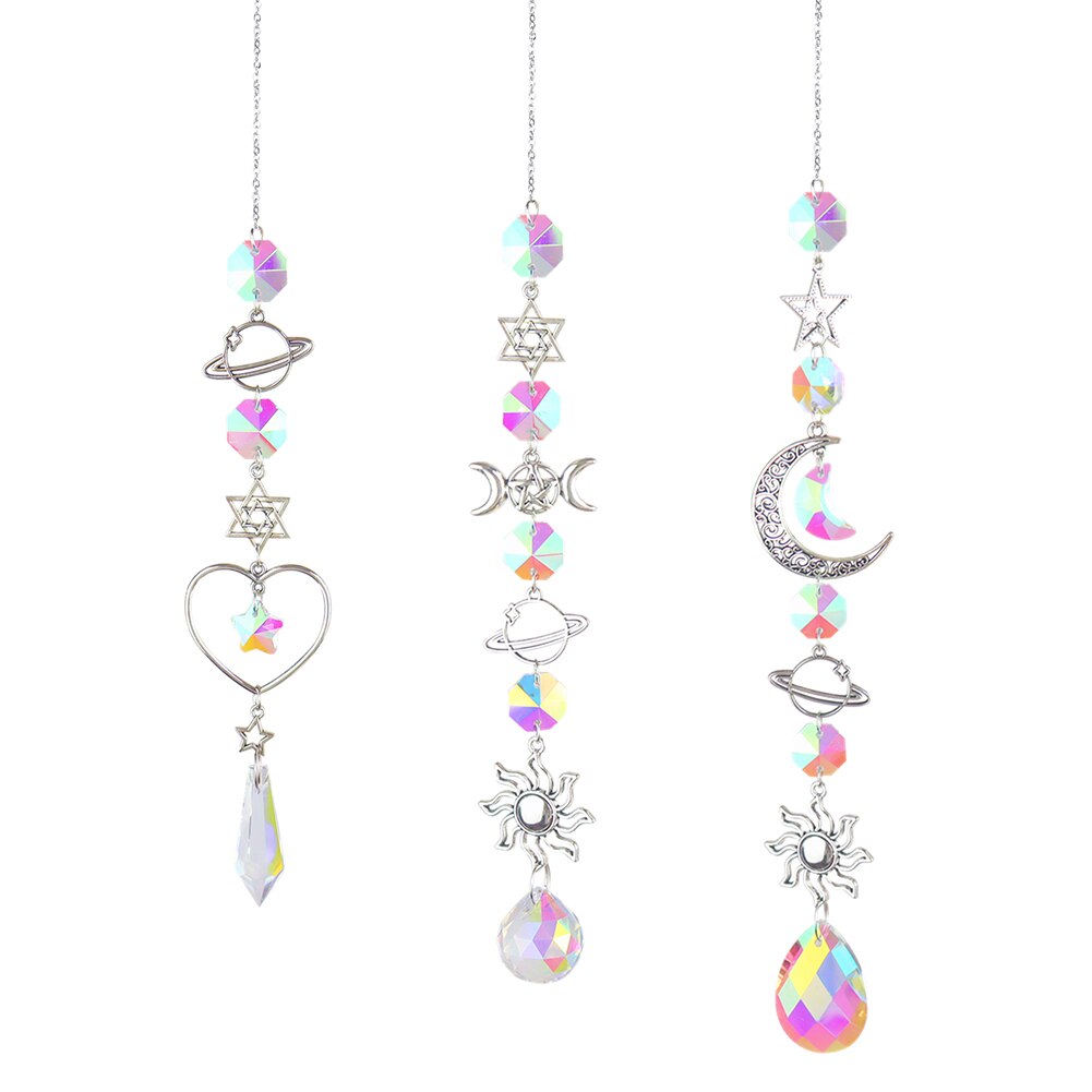 Crystal Moon Sun Catcher Wind Chime Rainbow Decor by HitMyNeed