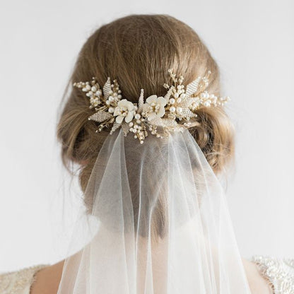 Crystal Pearl Veil Comb Wedding Hair Accessory by HitMyNeed