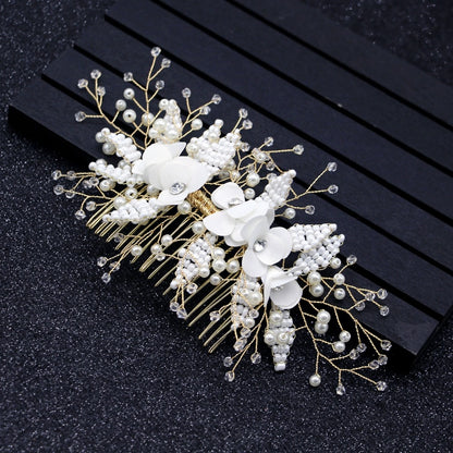 Crystal Pearl Veil Comb Wedding Hair Accessory by HitMyNeed