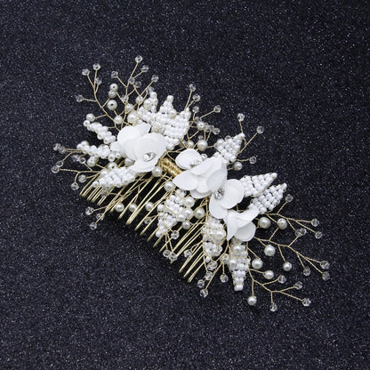 Crystal Pearl Veil Comb Wedding Hair Accessory by HitMyNeed