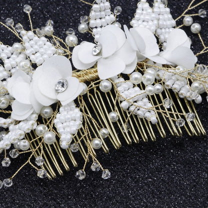 Crystal Pearl Veil Comb Wedding Hair Accessory by HitMyNeed