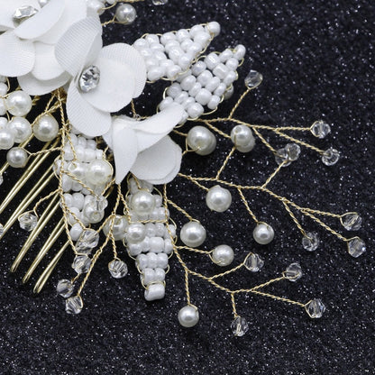 Crystal Pearl Veil Comb Wedding Hair Accessory by HitMyNeed