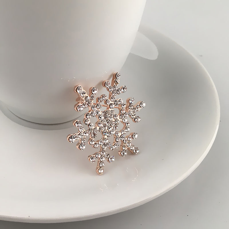 Crystal Snowflake Brooch Pin with Studded Crystals by HitMyNeed
