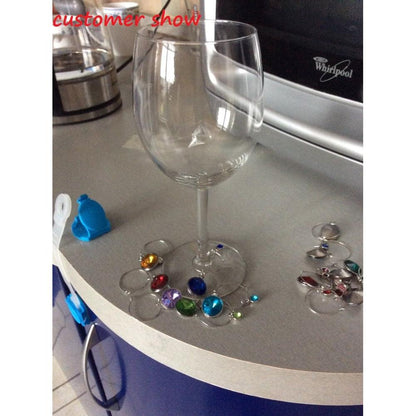Crystal Wine Glass Charms Set of 12 Birthstone Colors by HitMyNeed