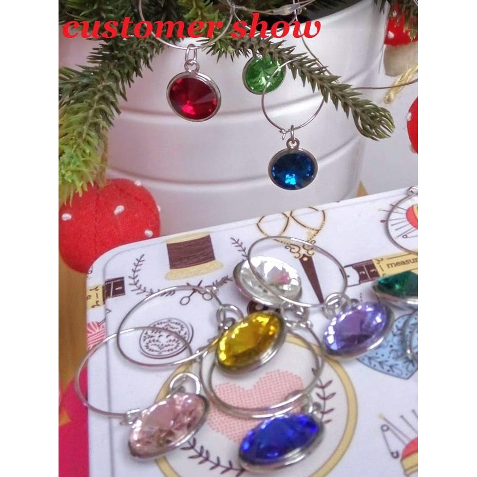 Crystal Wine Glass Charms Set of 12 Birthstone Colors by HitMyNeed