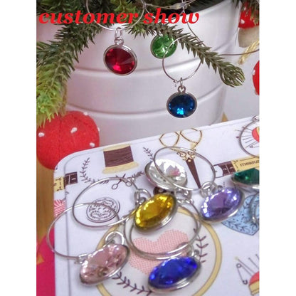 Crystal Wine Glass Charms Set of 12 Birthstone Colors by HitMyNeed