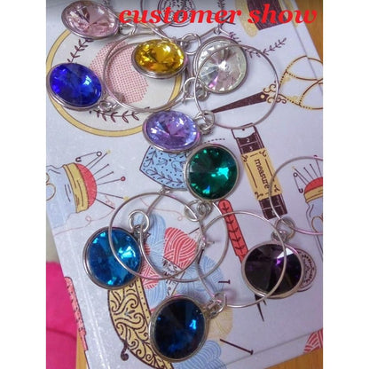 Crystal Wine Glass Charms Set of 12 Birthstone Colors by HitMyNeed