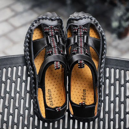 Cungel Men's Genuine Leather Roman Sandals black 37.0 by HitMyNeed