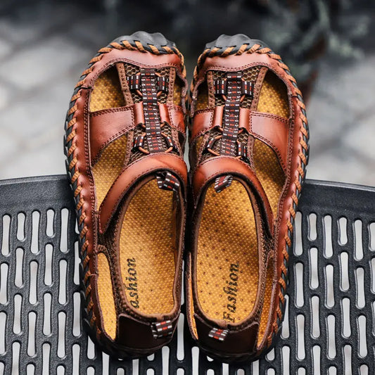 Cungel Men's Genuine Leather Roman Sandals brown 37.0 by HitMyNeed