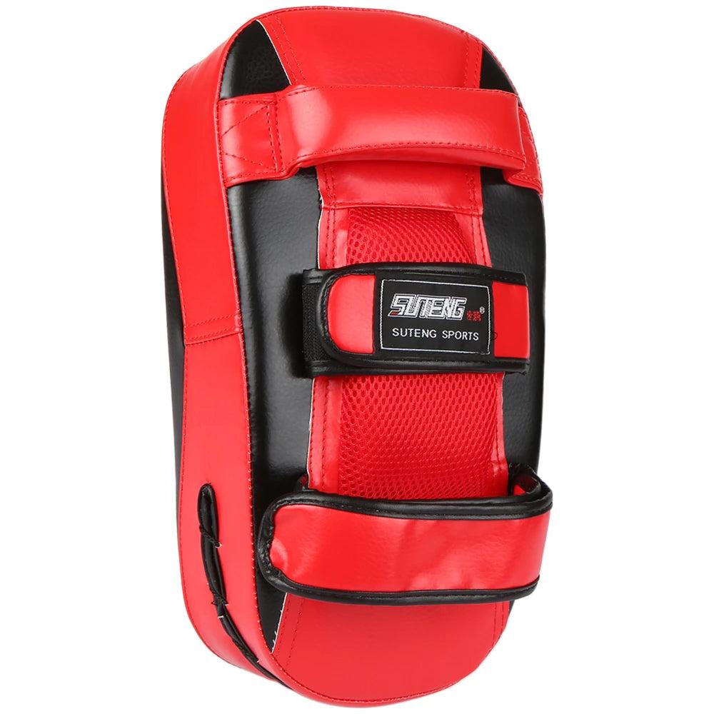 Curved Boxing Punch Pad with Forearm Support black-red by HitMyNeed