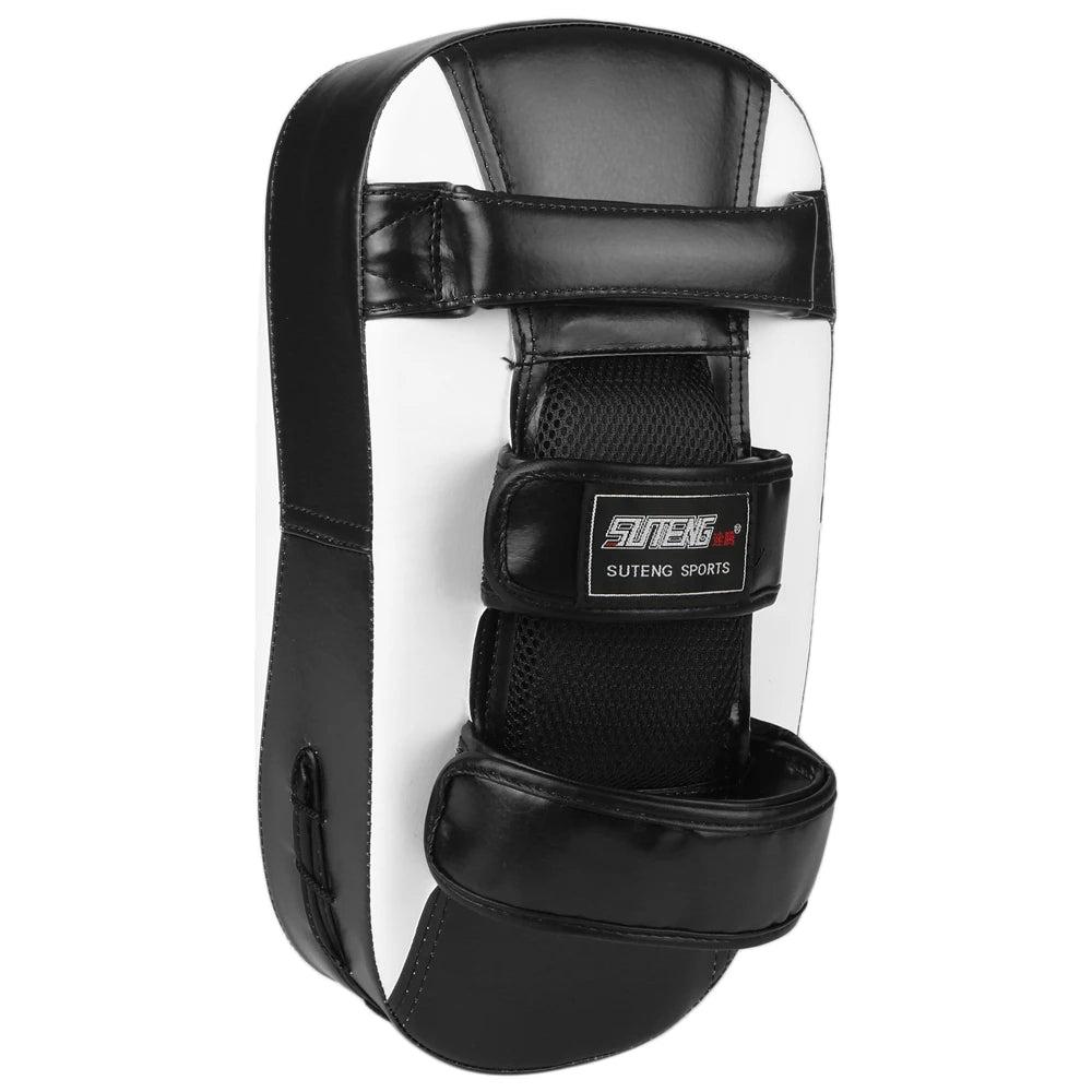 Curved Boxing Punch Pad with Forearm Support white-black by HitMyNeed